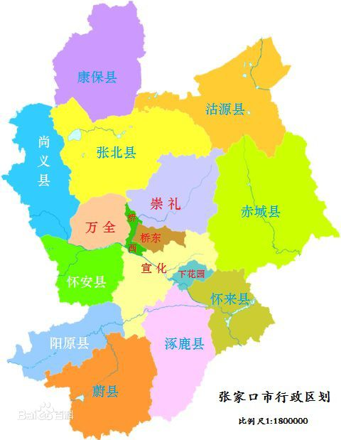 张家口市辖6个区(东区,桥西区,宣化区,下花园区,万全区,崇礼区),10个